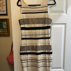 Haute Hippie Black and Cream Striped Mini Dress